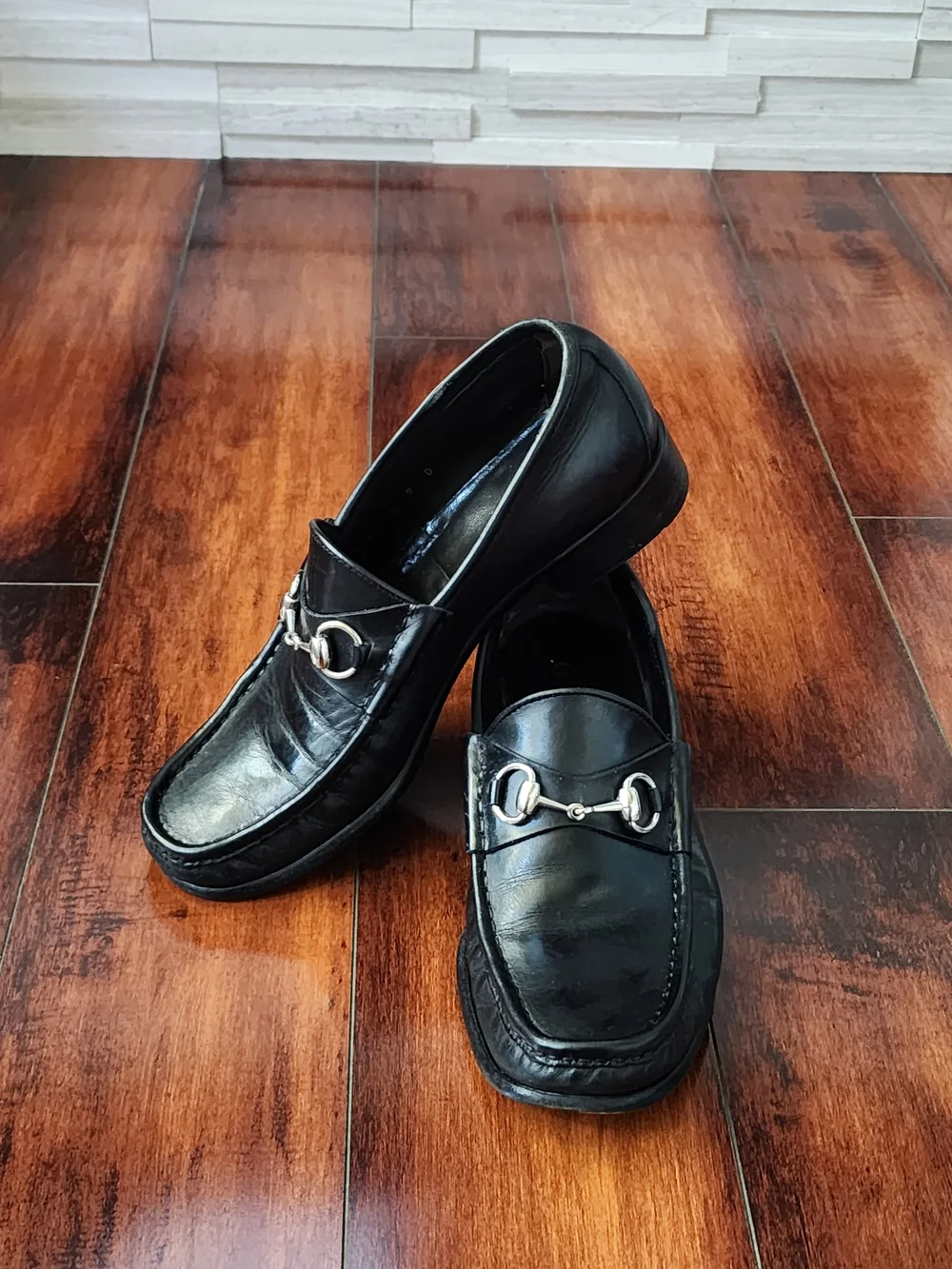 Gucci Vintage Men's Horsebit Loafers Black Leather Made in Italy US 9D
